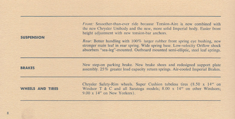 1960 Chrysler Imperial Fact Sheet Page 6